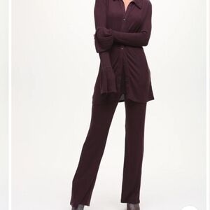 n: Philanthropy Space Cherry Maroon Ribbed Wide Leg Reign Pants M NWT